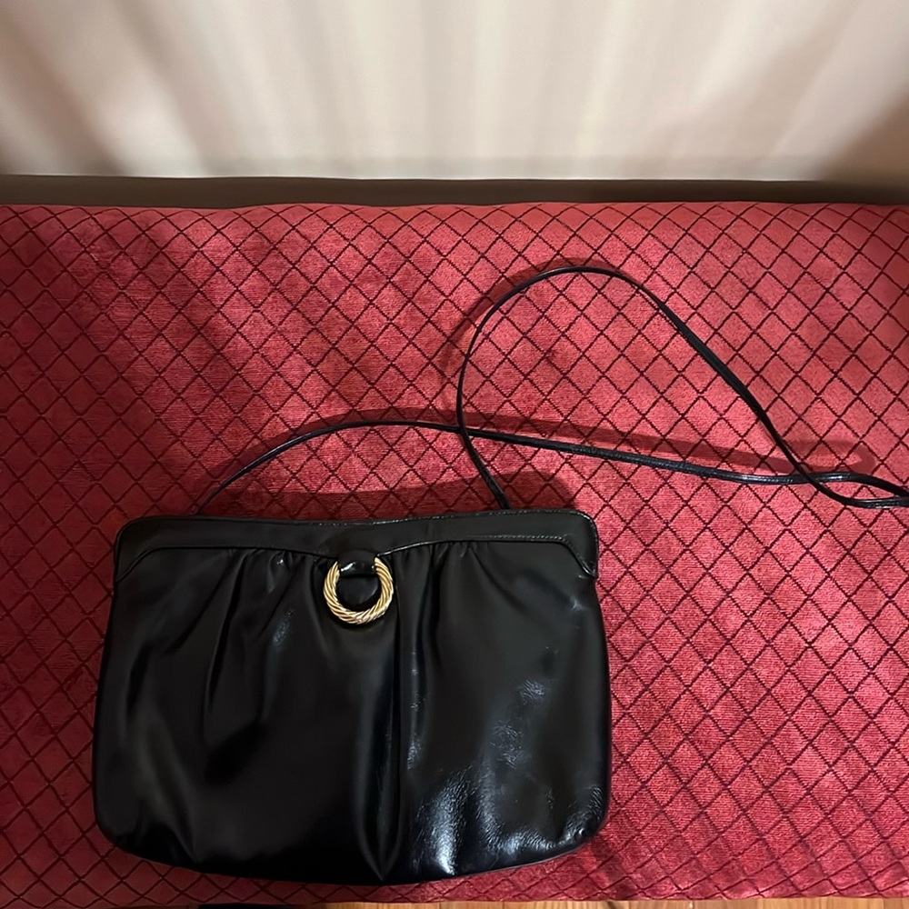 Vintage Morris Moskowitz genuine black leather clutch very gently used condition